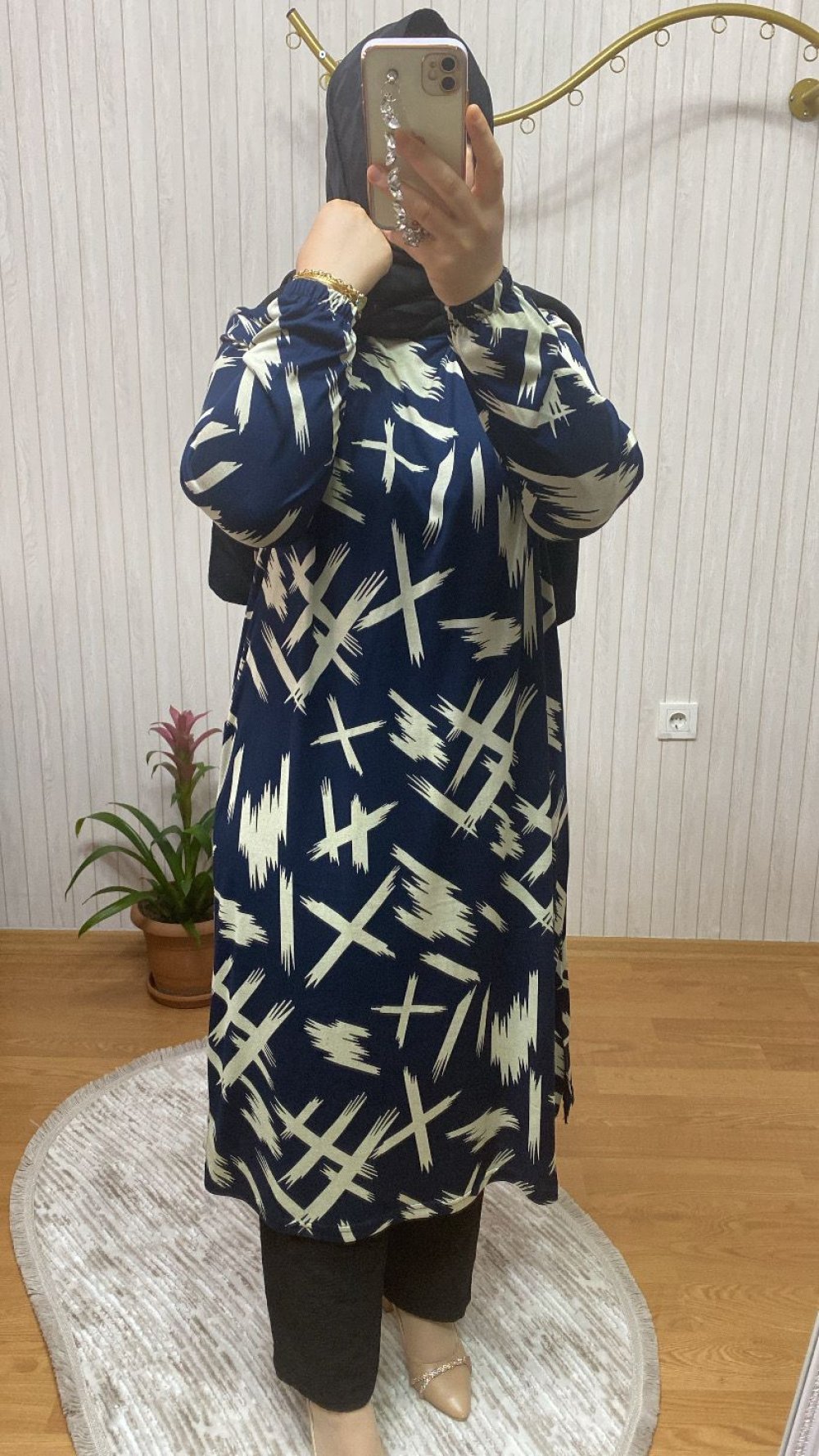 Çizgi Desen Saygılı Tunik