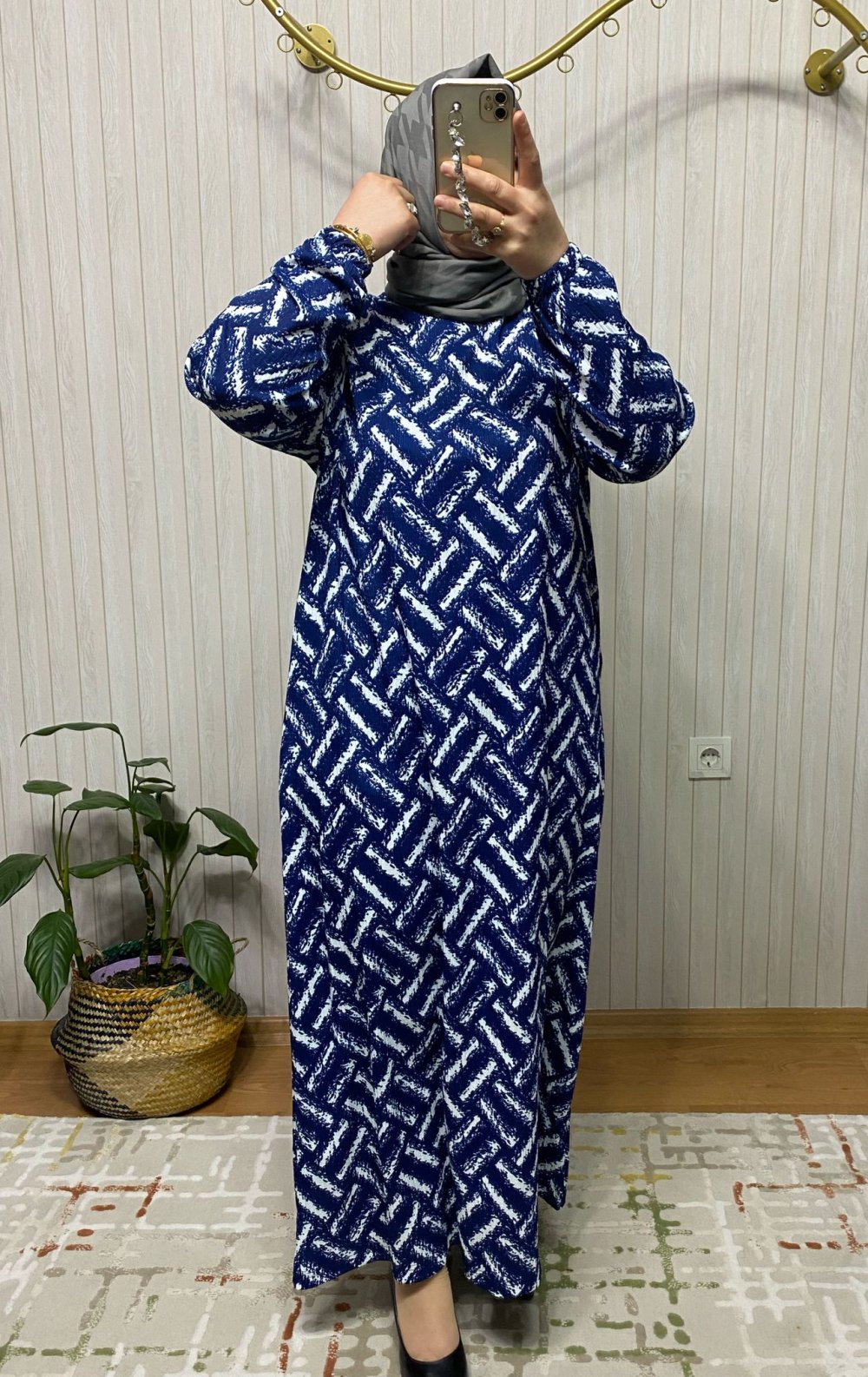 Elsi Yatay Dikey Elbise Bürümcük